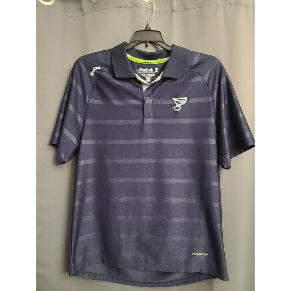 St. Louis Blues Reebok Play Dry Center Ice Collection Polo Shirt Size Large